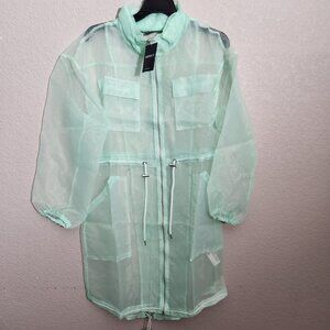 Forever 21 Medium Jacket Sheer Mint Green Lightweight Sheer Coverup